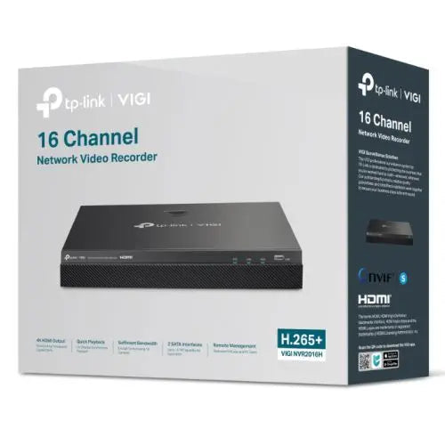 TP-LINK (VIGI NVR2016H) 16 Channel Network Video Recorder, 16-Channel Live View, 4K HDMI Output, 2x SATA, H.265+ - HONORABLE VETERANS SOLUTIONS