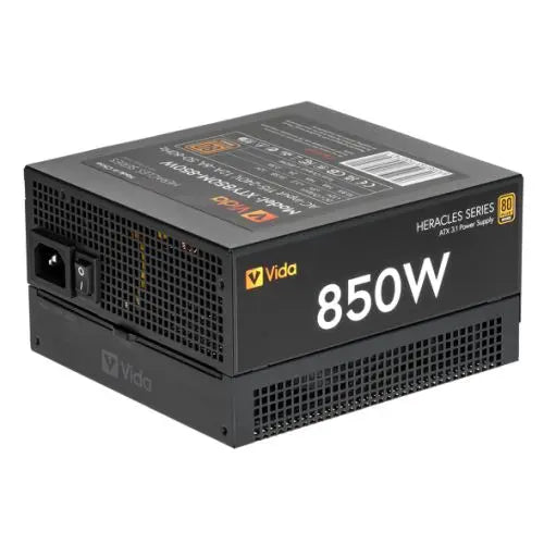 Vida 850W Heracles Black ATX 3.1 Gaming PSU, 80+ Bronze, 140mm Ultra-Quiet FDM Fan, Flat Black Cables, PCIe 5.1, Power Lead Not Included - HONORABLE VETERANS SOLUTIONS