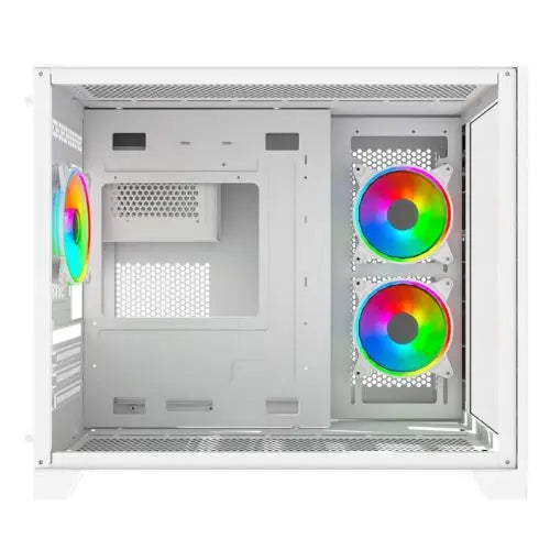 Vida Akira V2 White ARGB Gaming Case w/ Glass Front & Side, Micro ATX, 3x ARGB PWM Fans, 6-Port ARGB Fan Hub & Remote Control - HONORABLE VETERANS SOLUTIONS