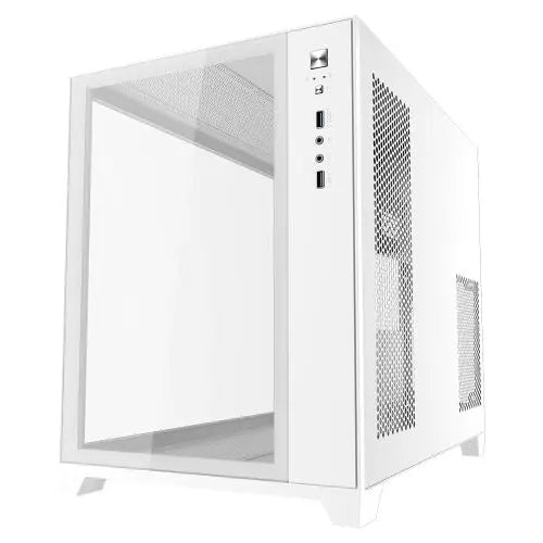 Vida Akira V2 White ARGB Gaming Case w/ Glass Front & Side, Micro ATX, 3x ARGB PWM Fans, 6-Port ARGB Fan Hub & Remote Control - HONORABLE VETERANS SOLUTIONS