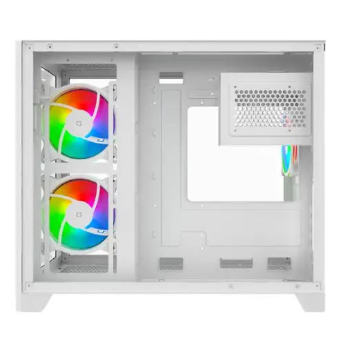 Vida Akira V2 White ARGB Gaming Case w/ Glass Front & Side, Micro ATX, 3x ARGB PWM Fans, 6-Port ARGB Fan Hub & Remote Control - HONORABLE VETERANS SOLUTIONS