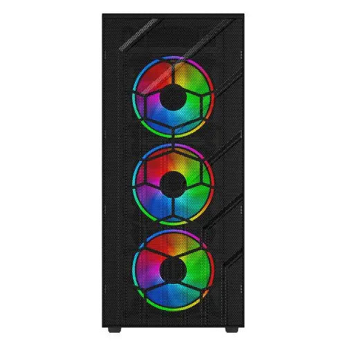 Vida Sirocco V2 Black ARGB Gaming Case w/ Glass Window, ATX, 6x ARGB Fans, Mesh Front - HONORABLE VETERANS SOLUTIONS