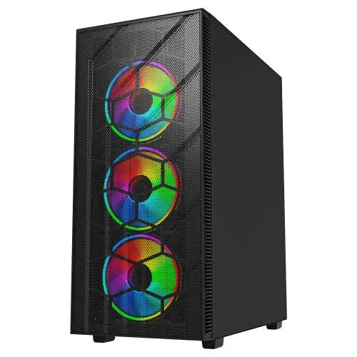 Vida Sirocco V2 Black ARGB Gaming Case w/ Glass Window, ATX, 6x ARGB Fans, Mesh Front - HONORABLE VETERANS SOLUTIONS