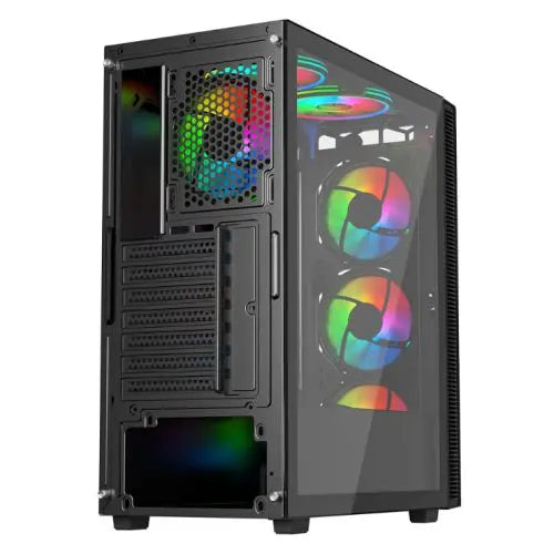 Vida Sirocco V2 Black ARGB Gaming Case w/ Glass Window, ATX, 6x ARGB Fans, Mesh Front - HONORABLE VETERANS SOLUTIONS
