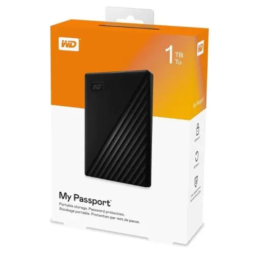 WD 1TB My Passport External Hard Drive, 2.5", USB 3.2 Gen1, Hardware Encryption, Backup Software, Black - HONORABLE VETERANS SOLUTIONS